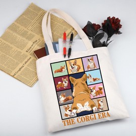 MYSOMY Corgi Gifts The Corgi Era Tote Bag Corgi Dog Lover Shoulder Bag Corgi Dog Owner Reusable Grocery Bag Corgi Mom Gifts (The Corgi TB)