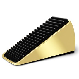 Strongest Heavy Duty Door Stoppers - Tall Door Stop Wedge Large Door Stoppers for Bottom of Door, Tall up to 2.6 in Doorstop Zinc Alloy and Silicone Made Suits Any Heavy Door Any Smooth Floor(1gold)