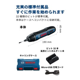 Bosch Professional 3.6V Cordless Screwdriver (Includes 32 Driver Bits, Extension Bit Holder, Carrying Case, Charging Cord) BOSCHGO-N Blue