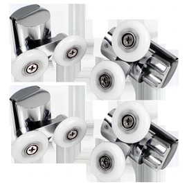 Cokritsm 26mm Shower Door Rollers, 4pcs Sliding Shower Doors Wheels, Replacement Wheels Shower Doors，2xDouble Twin top/Bottom Shower ，Shower Door Runners Pulleys for Curved Glass Doors 4-8mm