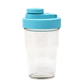 Brewing America Nesting Jar with Drinking Lid as Travel Cup, 1 Pint (16 oz) with Teal Pouring Lid on Wide Mouth Ball Nesting Mason Jar, To Go Drink Cup, 1-Pack