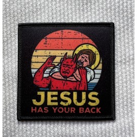 The Patch Bunker Jesus Has Your Back Jiujitsu Christian Iron On Patch 3 Inches And 4 Inch Sticker