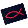 Jesus Fish Ixis Embroidered Velcro Patch, Red and Black