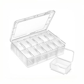 【12-in-1 Jewelry Organizer】Plastic Mini Storage Box Set with 12 Compartments - Travel Jewelry Case for Necklaces, Bracelets, Earrings & More, Portable Multi-Use Cosmetic Organizer (Big Box (2 pack))