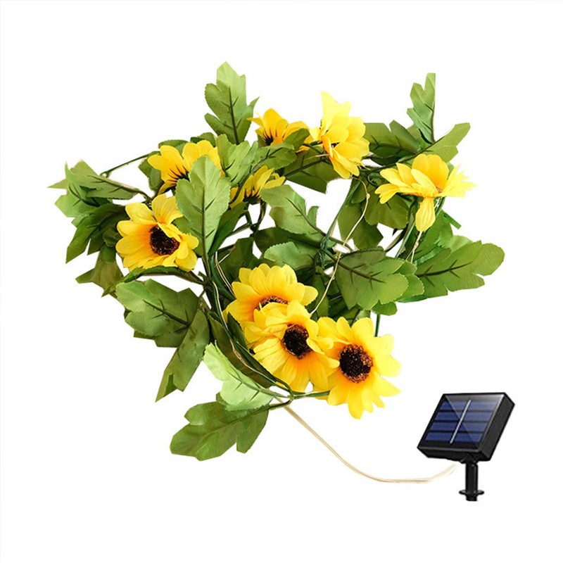 Sothuba Solar Sunflower String Lights Outdoor Waterproof, 16FT 50LED Artificial