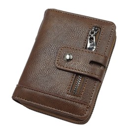TIANXUAN Mens Wallet with Chain RFID Blocking Men's Genuine Leather Wallets and Zipper Coin Pocket Bifold Purse UK Credit Card Holder Anti-Theft Card Cases Money Organisers Zip Purse(Coffee)
