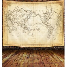 Viajar World Map Tapestry, Geographical Distribution Wall Hanging, Historical Atlas Educational Poster for Wall, Classroom, Bedroom, Living Room, Office - 60x40 Inch, Brown