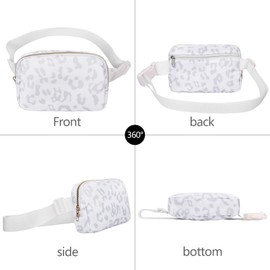 VOROLO Waist Pack for Running Fanny Pack for Women and Men Crossbody Belt Bag Bum Bag with Adjustable Strap for Sports Leopard White