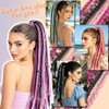 Boho Braided Ponytail Hair Extensions with Beads, 24" Viking Black