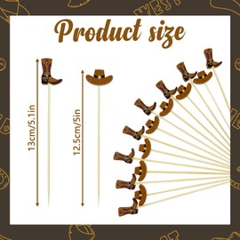 200Pcs Cowboy Cocktail Picks,4.7 Inch Cowboy Toothpicks Cowboy Cupcake Toppers Cowboy Hats Boots Cupcake Picks Wild West Food Picks for Western Theme Party Decorations