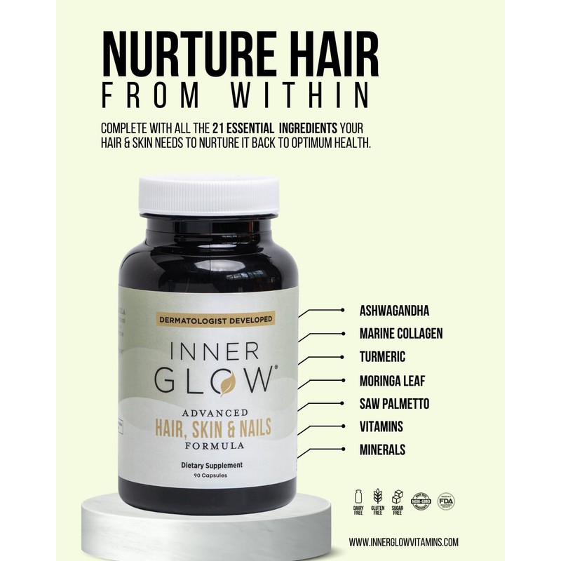 Inner Glow Advanced Hair, Skin & Nails Vitamins – Doctor-Developed