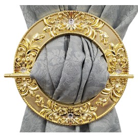 Van Wyck Carved Ring Acrylic Decorative Holdback Set of 2 (Carved Ring Brass)