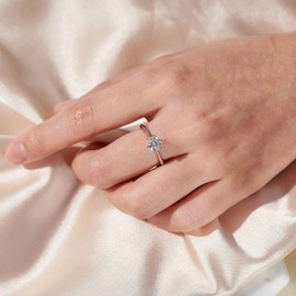 Blongme 1 Carat Moissanite Rings for Women Engagement Wedding band 925 Sterling Silver Round Solitaire White Gold Size 4