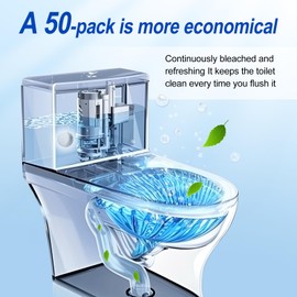 Toilet Cleaner 50 PACK, Super clean toilet cleaner, automatic toilet cleaner, clean toilet dirt and deodorize, effectively remove stubborn stains, fast dissolution, user-friendly design is easy to use