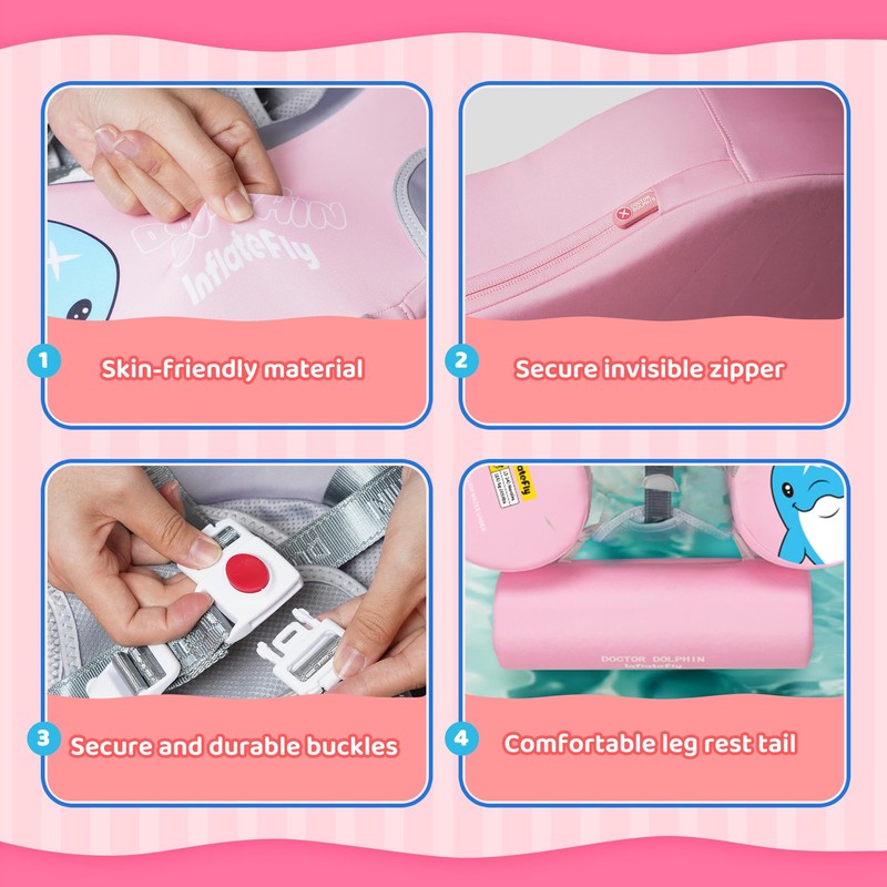 INFLATEFLY Baby Swim Float with Protection Sunshade Infant Pool Float