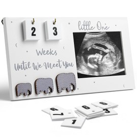 ZEEYUAN Baby Scan Picture Frame Countdown Weeks Pregnancy Announcement Gifts Baby Sonogram Picture Frame Wooden Photo Mum to be Pregnancy Gifts