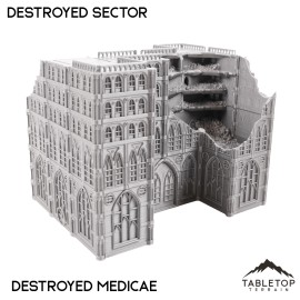 Tabletop Terrain Destroyed Sector 8mm Scale Building Pack - 6mm Tabletop Wargaming - Destroyed Medicae