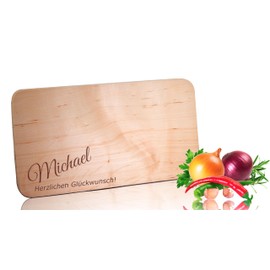 Wooden Chopping Board Breakfast Board with Handle 30 cm - Best Dad in the World - Kitchen Board Gift Idea for Father's Day, Birthday Gift for Men