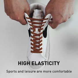 UamGlsob 5/16" Wide Elastic Shoe Laces Replacement Laces for High Tops Sneakers, Stretch Flat Shoelaces Shoe Strings for High Tops Skate Shoes (Brown, 45''/115cm)