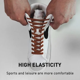 UamGlsob 5/16" Wide Elastic Shoe Laces Replacement Laces for High Tops Sneakers, Stretch Flat Shoelaces Shoe Strings for High Tops Skate Shoes (Brown, 45''/115cm)