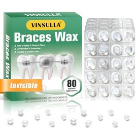 VINSULLA Cera transparente para ortodoncia - 80 unidades de cera dental de grado alimenticio, duradera y de alta adherencia, envuelta individualmente para un cuidado bucal portátil, sin sabor (paquete