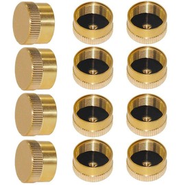 FengJIN HZFJ 12PCS Solid Brass Refill 1lb Propane Tank Cap for Outdoor Camping Stove Cooking, Propane Cap to Prevent Gas Leaking, Propane Bottle Cap with Brass Construction