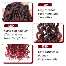 Datanala GoGo Curl Crochet Hair 10Inch Water Wave Crochet Hair 8 Packs Long Beach Curl Crochet Braiding Hair Synthetic Extensions For Women (TBUG, 10inch(8packs))