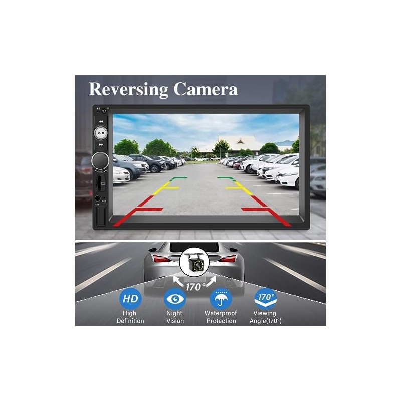 NHOPEEW Double Din Bluetooth Car Stereo - 7 Inch Touch