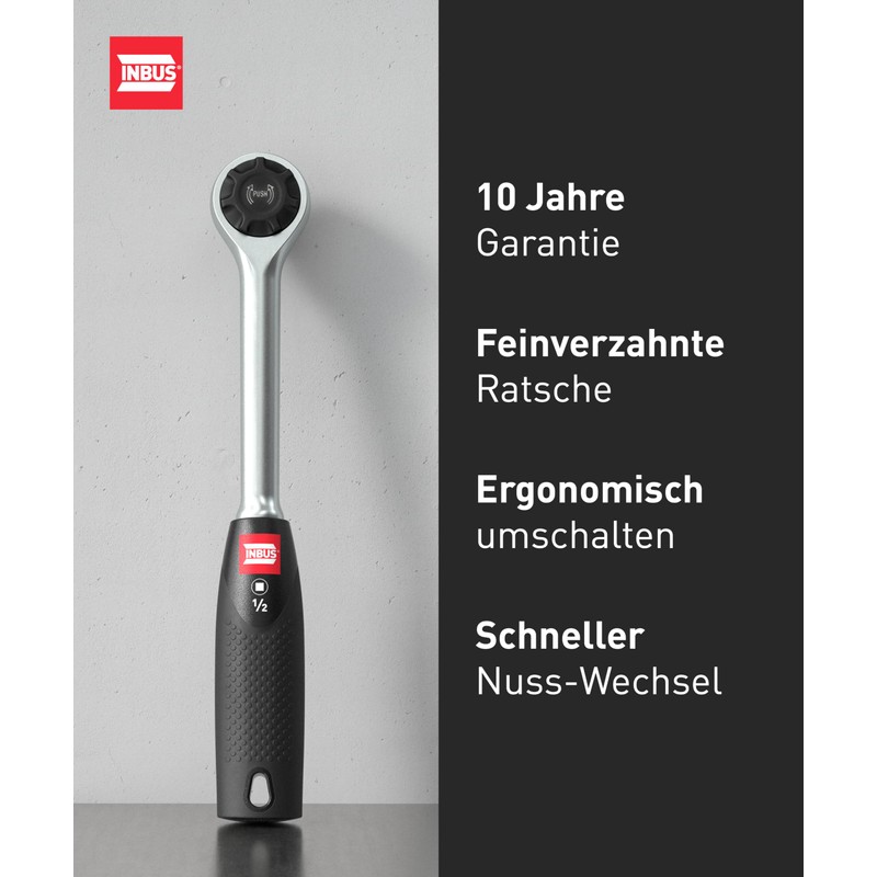 INBUS® 74087 Ratchet 1/2 Inch with Fine Teeth (72 Teeth)
