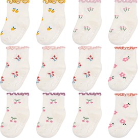 Aroveea Baby Toddle Socks Grip Non Slip Kids Boys Girls Cotton Socks 12 Pack Ankle Cute Newborn Socks5-7YEAR