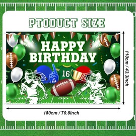 AIBIIN Football Happy Birthday Backdrop Banner Football Party Decorations Bowl Game Sport Themed Birthday Party Decorations Supplies 70.8 x 43.3 Inch