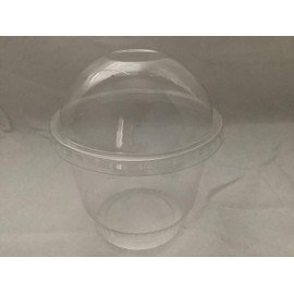 100sets 12oz. Plastic Ultra Clear squat Cups with Dome lids without hole is for Cupcake, icecream