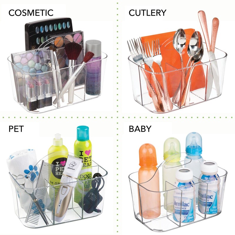 mDesign Plastic Cutlery Storage Organizer Caddy Bin Tote with Handle