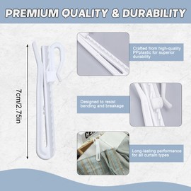 AZY 60pc Curtain Hooks Plastic Curtain Hooks Adjustable Design Durable & Easy to Install Suitable for Pleated Curtains for Home, Office, and More Window Treatments