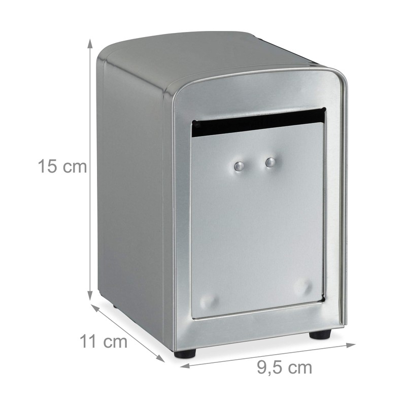 Relaxdays Napkin Dispenser Retro Metal Small Napkin Holder for Ice