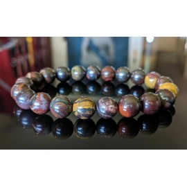 RAYON Iron Tiger Bead Bracelet for Men Stretch 10mm - 7", 7.5", 8", 8.5" inch 3A