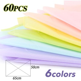 60 Sheets Multicolored Tissue Paper(26×20Inches) Macaron Gift Bouquet Wrapping Paper for DIY Art Crafts Mother's Day Easter Party Wedding Birthday Gift Packaging Decorative Paper
