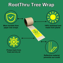 RootThru Tree Wrap, 3IN x 100FT, Eco-Friendly, Natural, Durable, Flexible, Breathable, Insulating, Paper and PLA, Sustainable, Tree Guard, Trunk Protector, Tree Wrapping Material, and Tree Cover