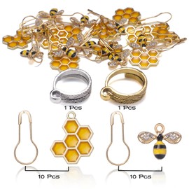 20 marcadores de punto de panal de abeja, 2 anillos de ganchillo ajustables para ganchillo y tejer, accesorios de marcador de puntada de ganchillo de aleación