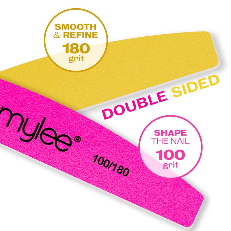 Mylee 3 Pack Double Sided Half Moon Nail File 100/180