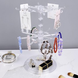 Lakymisy Rotating Jewelry Stand Jewelry Storage Holder Accessory Stand Display Holder Key Keychain Bangle Necklace Earrings Bracelet Display for Home Commercial Use
