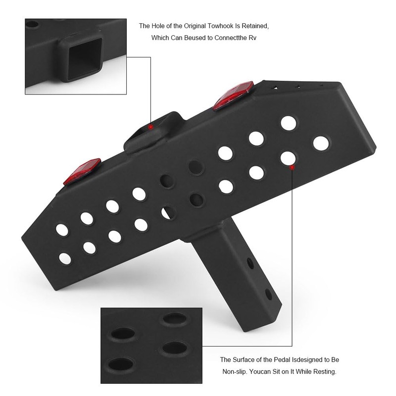 1000LBS Hitch Step with 2 inch Hitch Receiver＆Safety Reflectors for