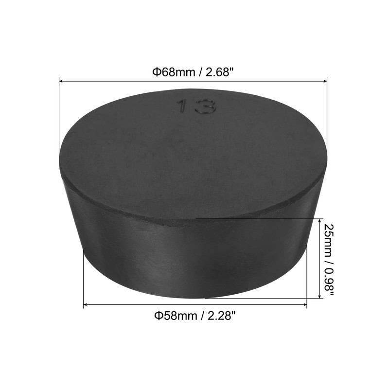 sourcing map Rubber Tapered Plug 58mm to 68mm Solid Test