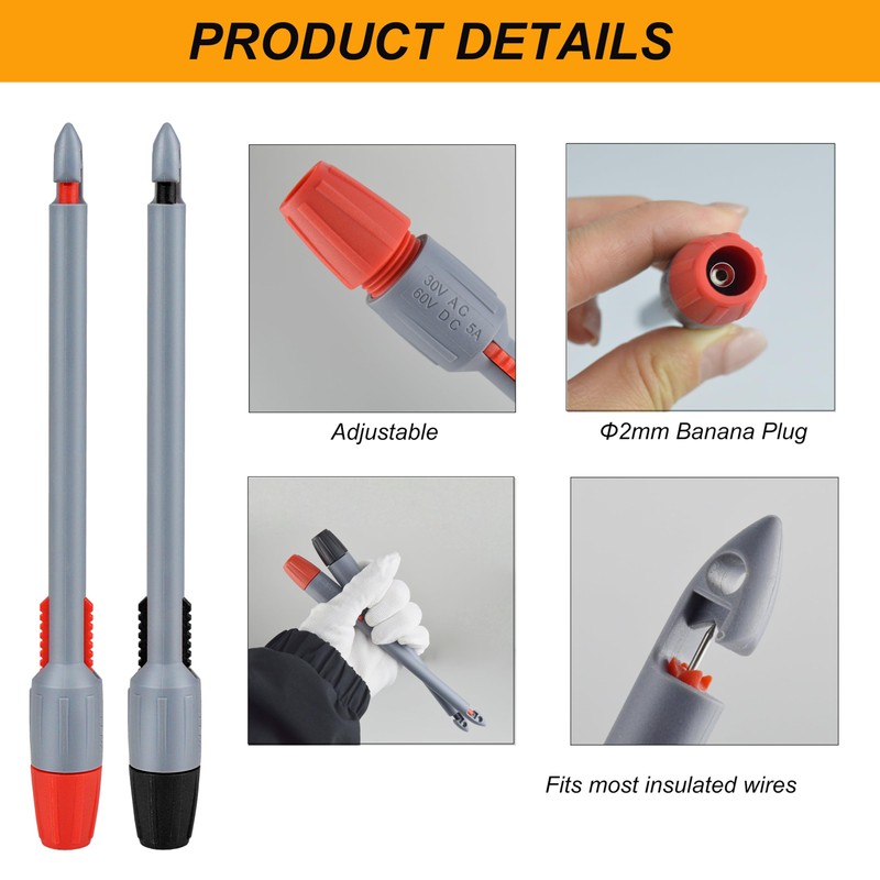 ZIBOO ZB82-L Insulation Piercing Clip Set 2 mm Probes Connections,Wire