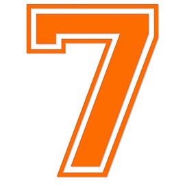Applicable Pun Varsity Number 7 - Vinyl Decal - Orange 4 Inches Tall