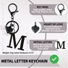 ANHBKAR Stainless Steel Black Alphabet Keychain A-Z for Women, Girls