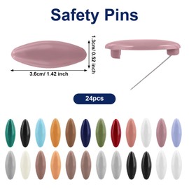 24 Pieces Hijab Pins, Scarf Safety Pins for Clothes Shawl Colorful Brooch Pins for Muslim Women Girls (Assorted Colors)