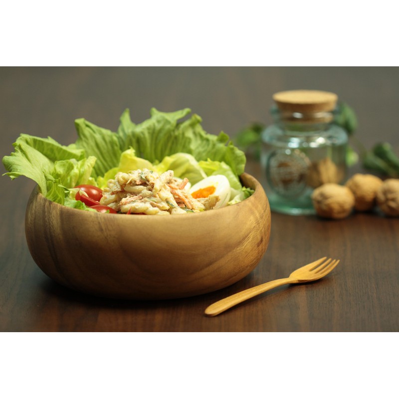 不二貿易 ボウル ラウンド XL 幅20×奥行20×高さ7.5cm ブラウン アカシア 天然木 軽量 割れにくい