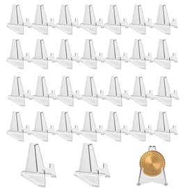 YTSMFL Clear Card Display Stand, 30 Pcs Plastic Mini Acrylic Easel Coin Display Stand Holder for Display Challenge Medals Trading Cards Handicraft