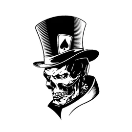 Skull Skeleton Sticker Poker Joker Ace Spade Skull Sticker Car Tuning (Black)